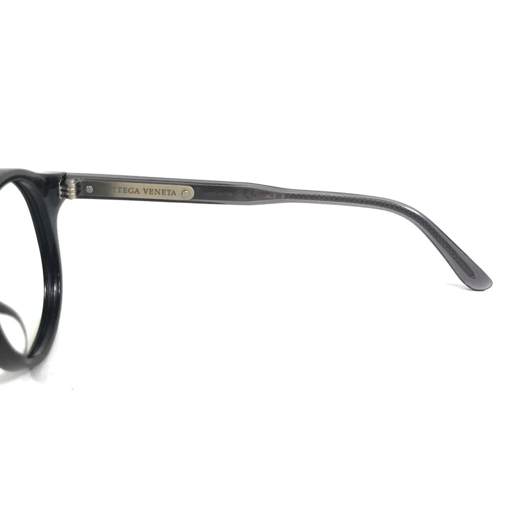 Bottega Veneta Eyeglasses Frames BV0023S 002 Black Gray Round Full Rim 46-23-140